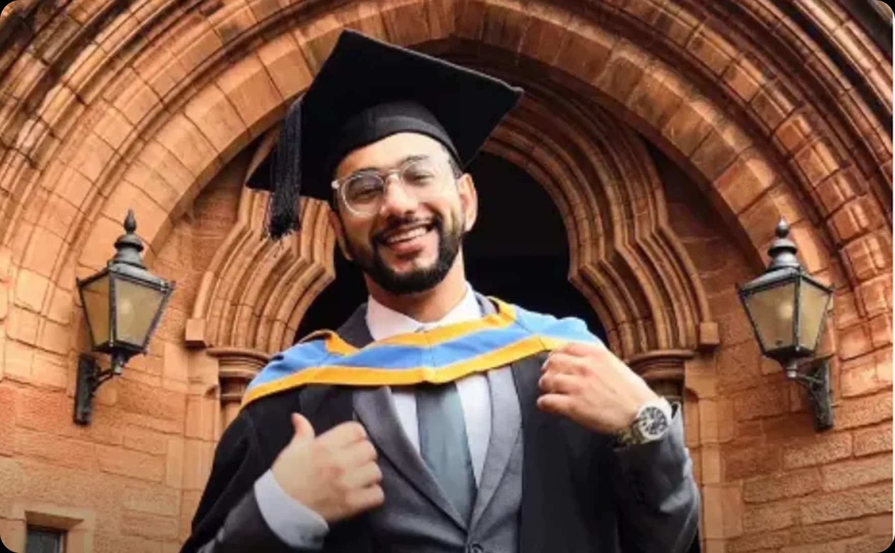 EduOptions Germany student Zaid Kazi celebrating graduation from University of Strathclyde
