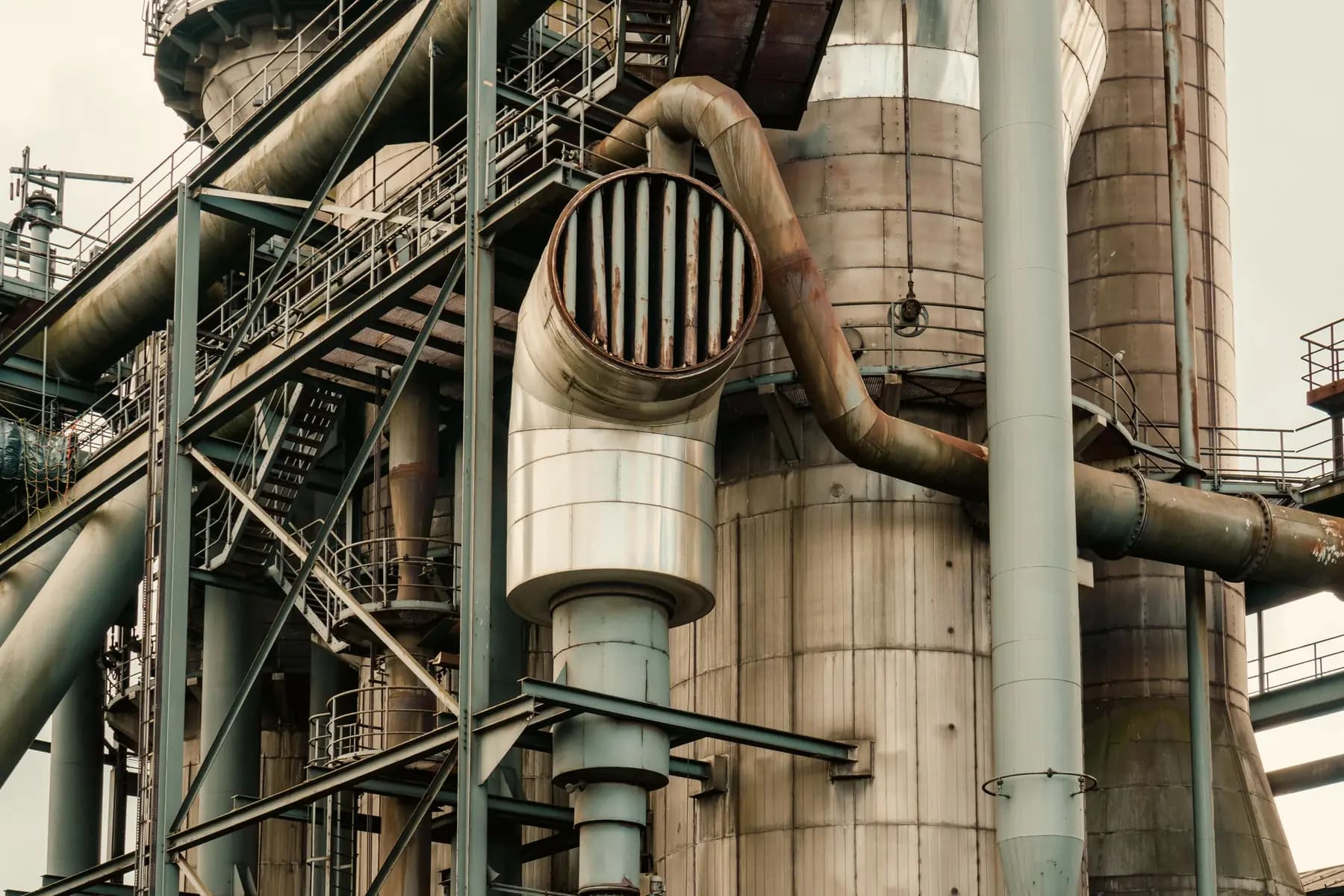 Pipework and reactors in a chemical processing plant