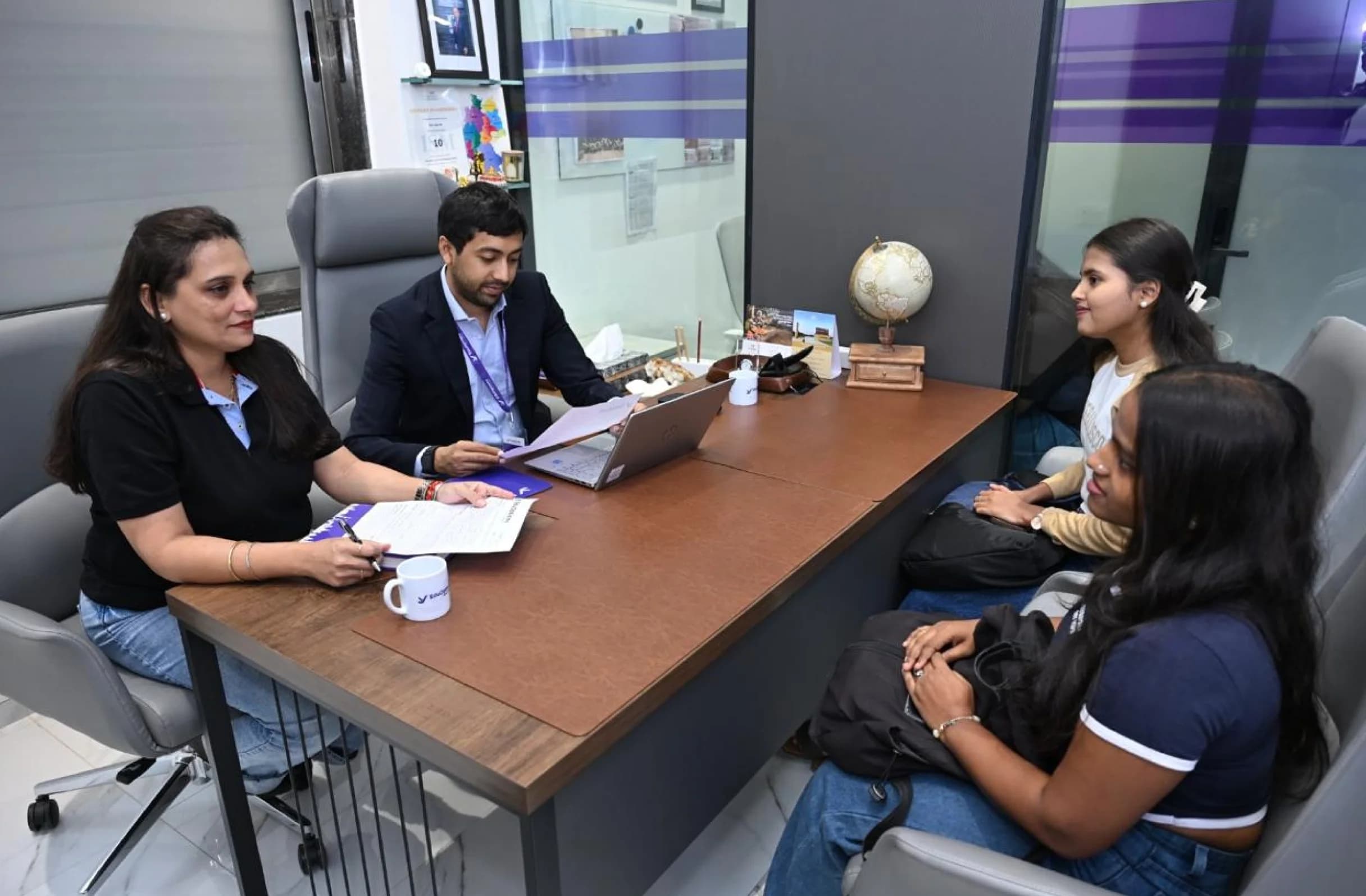 Student attending a virtual counselling meeting with EduOptions advisors