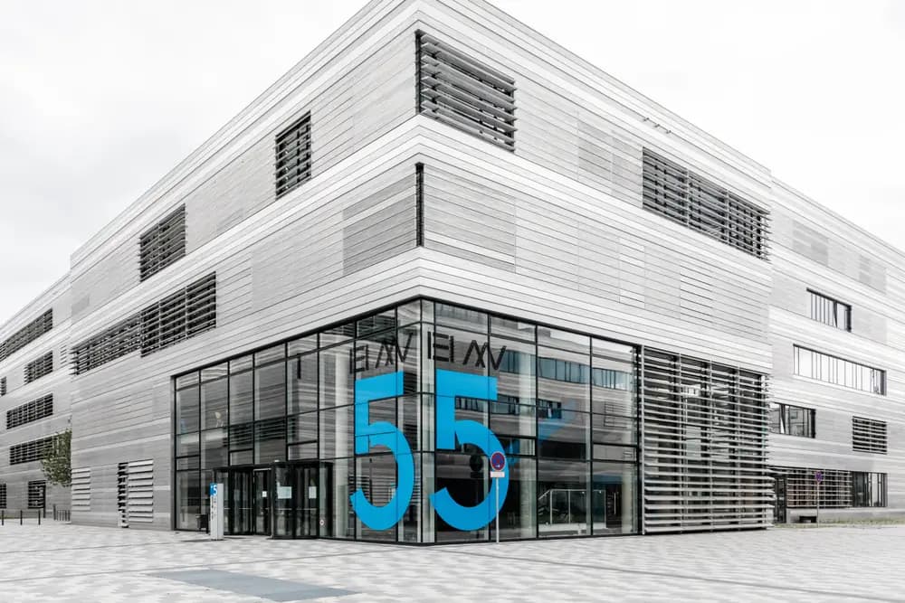 Modern university building with an aluminium facade