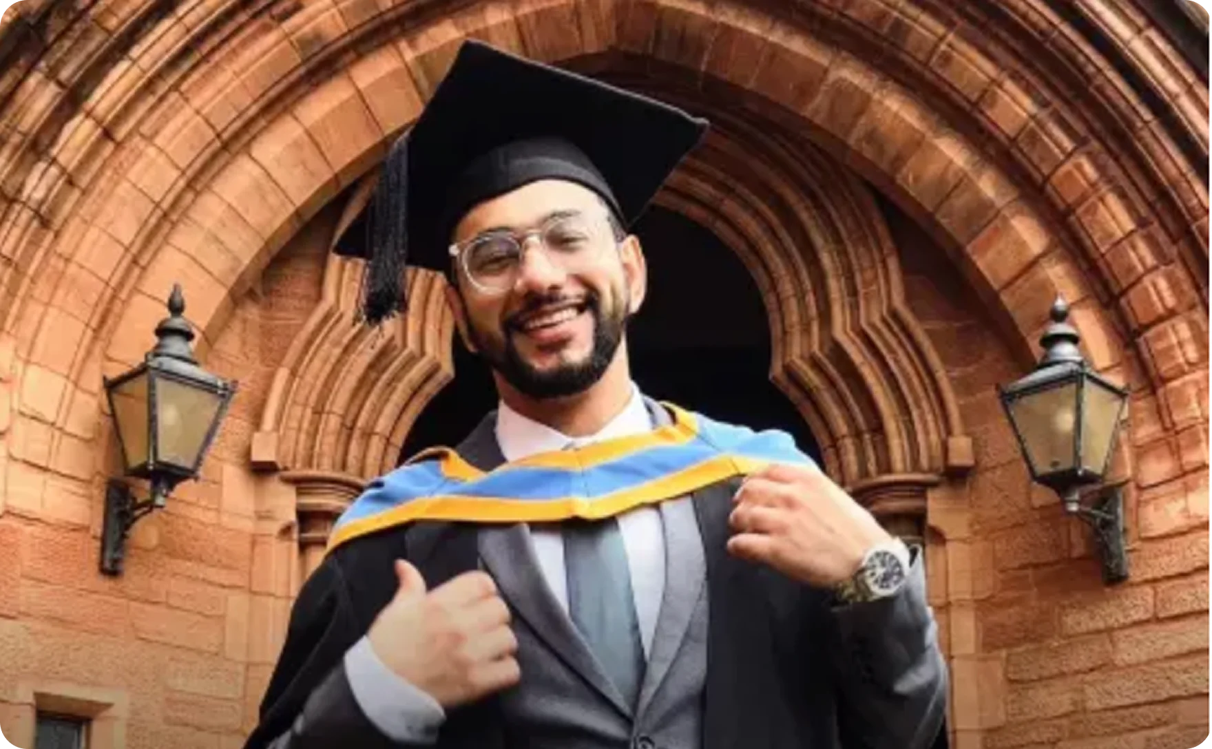 EduOptions Germany student Zaid Kazi celebrating graduation from University of Strathclyde